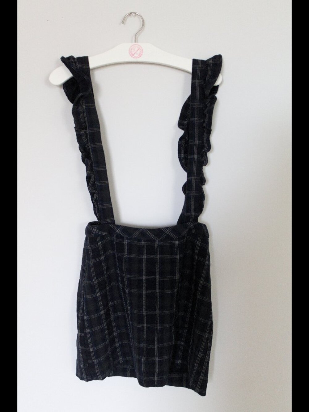 Urban Outfitters size S Time After Time Plaid Suspender Skirt Black Blue